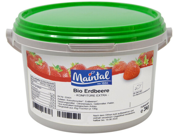 Konfitüre Erdbeere bio Maintal 3kg mit deutschem Bio-Zucker