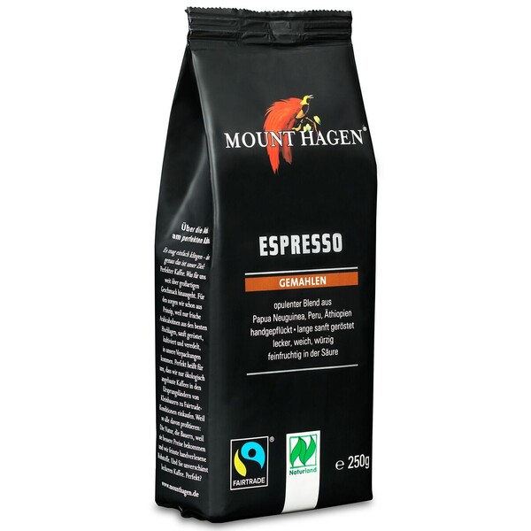 Espresso gemahlen bio Naturland Fairtrade Mount Hagen 6x250g Softpack