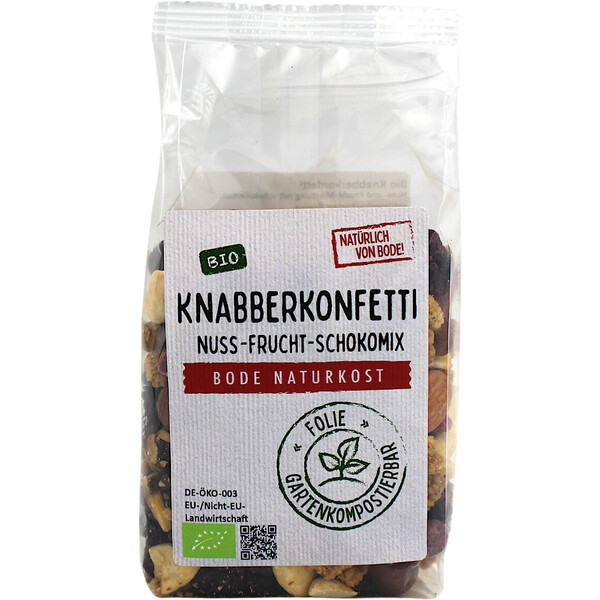 Confetti Nibble - nut fruit chocolate mix organic gardencompostable bag 6x175g