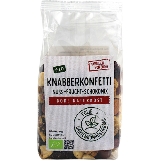 Knabberkonfetti - Nuss-Frucht-Schokomix bio gartenkompostierbarer Beutel 6x175g