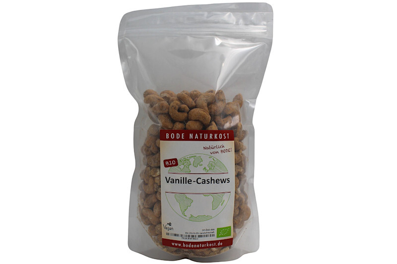 Vanille-Cashews - Cashewkerne geröstet leicht gesüßt mit Vanille bio 500g