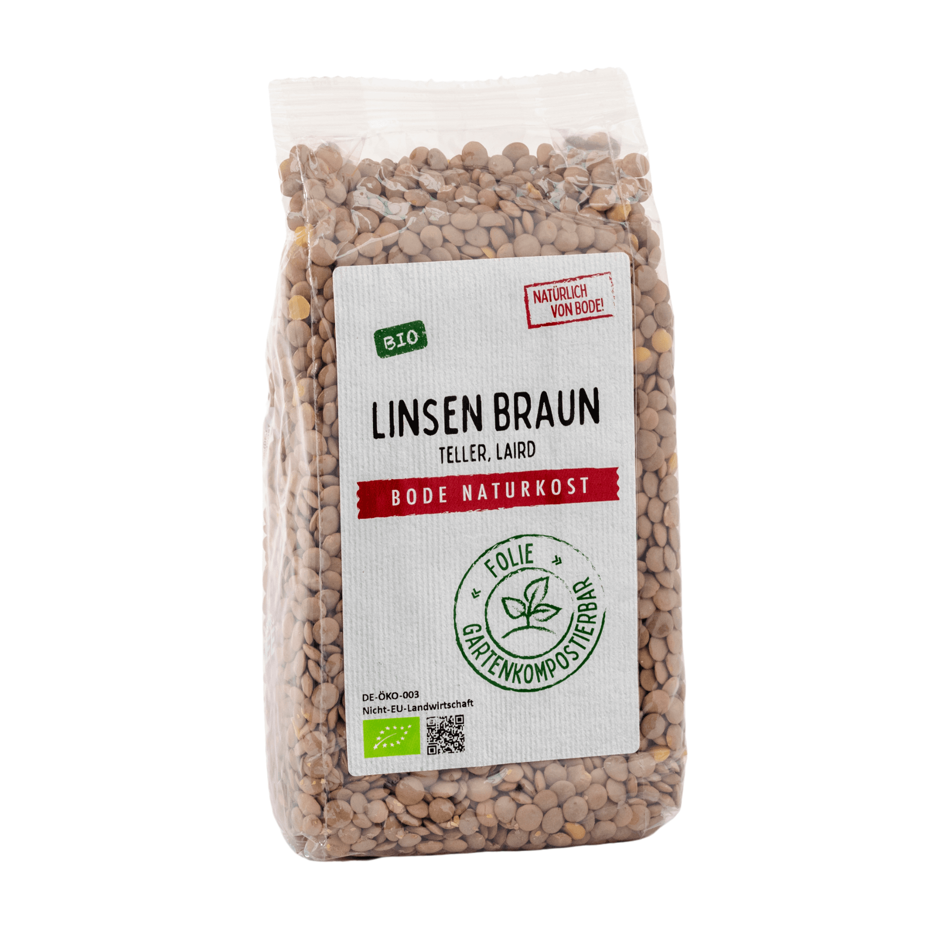 Linsen braun bio (Teller, Laird), gartenkompostierbarer Beutel 6x500g