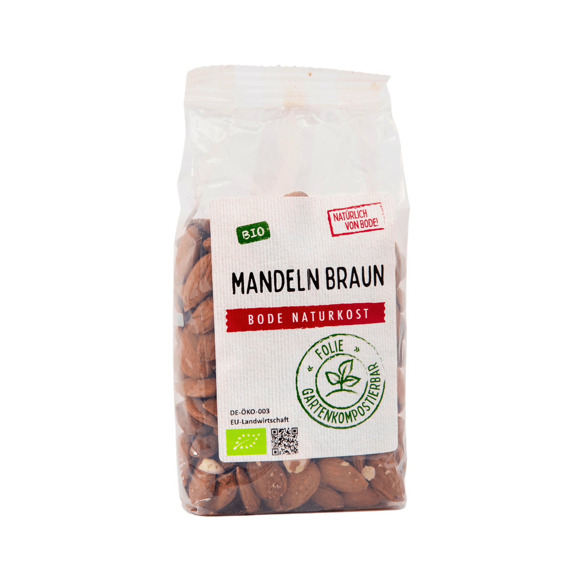 Mandeln braun bio, gartenkompostierbarer Beutel 6x200g