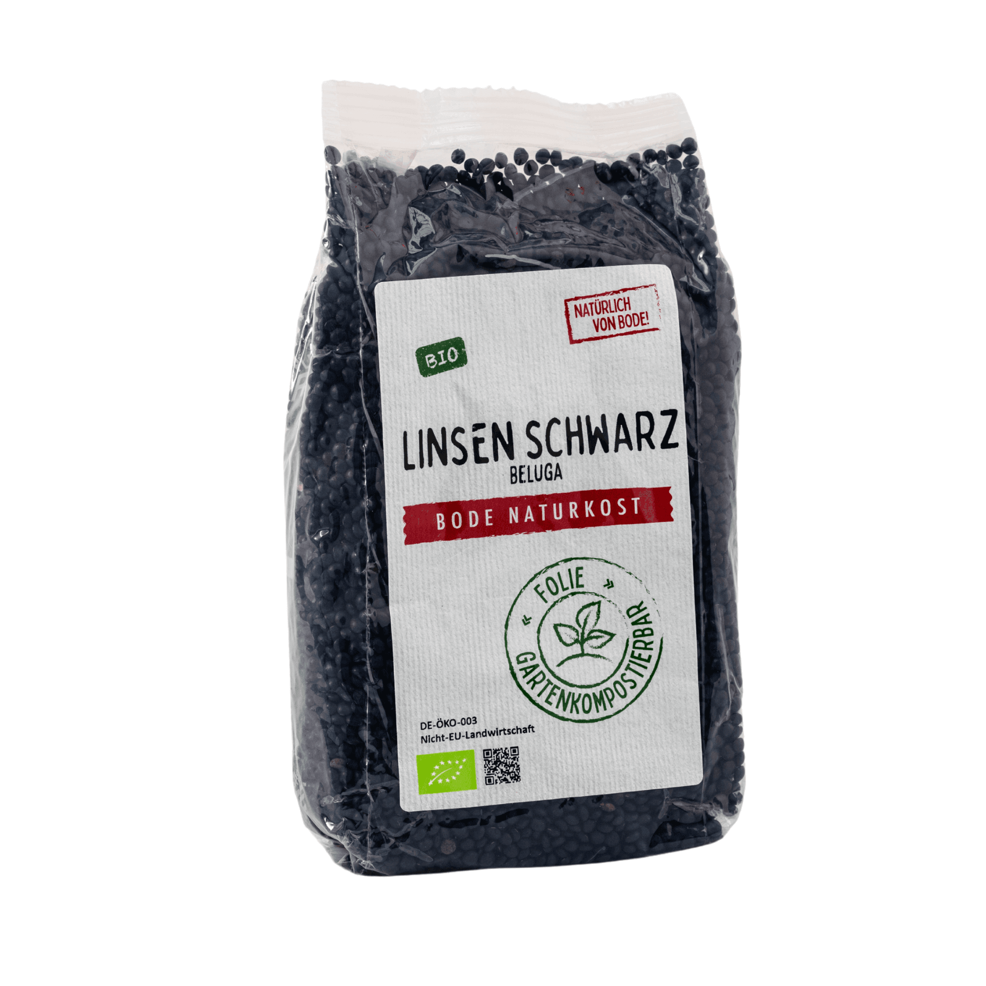 Linsen schwarz bio (Beluga), gartenkompostierbarer Beutel 6x500g