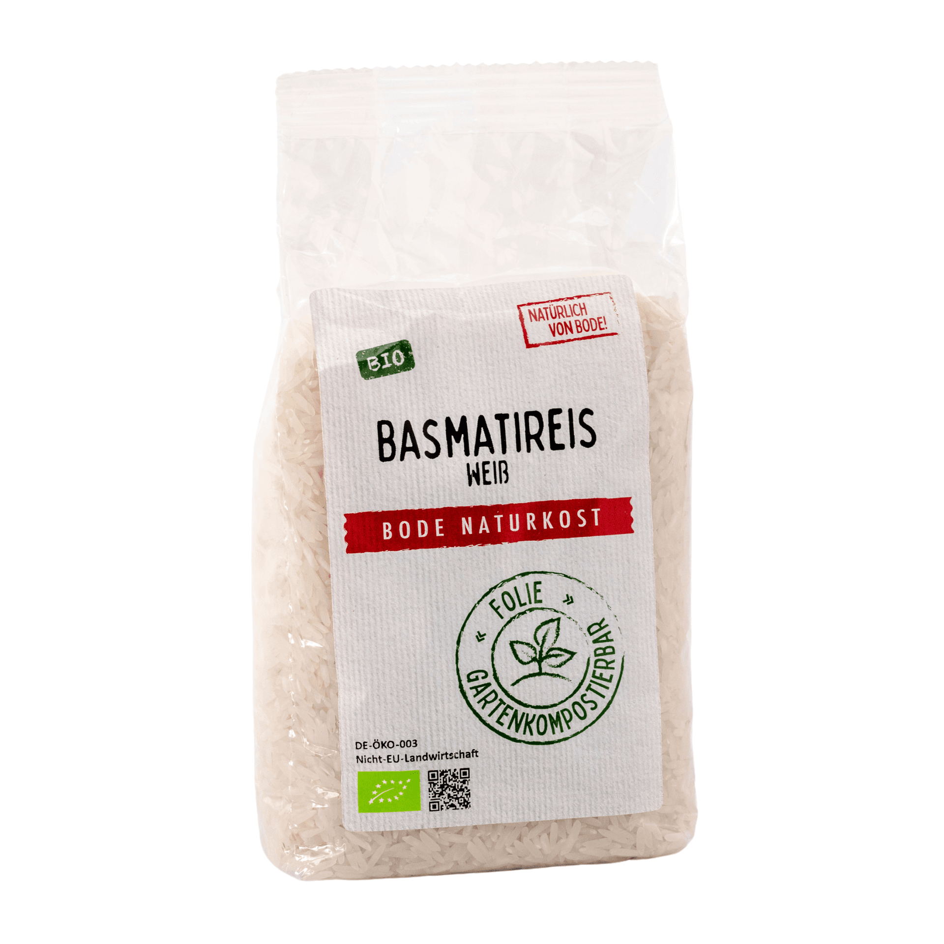 Basmatireis weiß bio, gartenkompostierbarer Beutel 6x500g