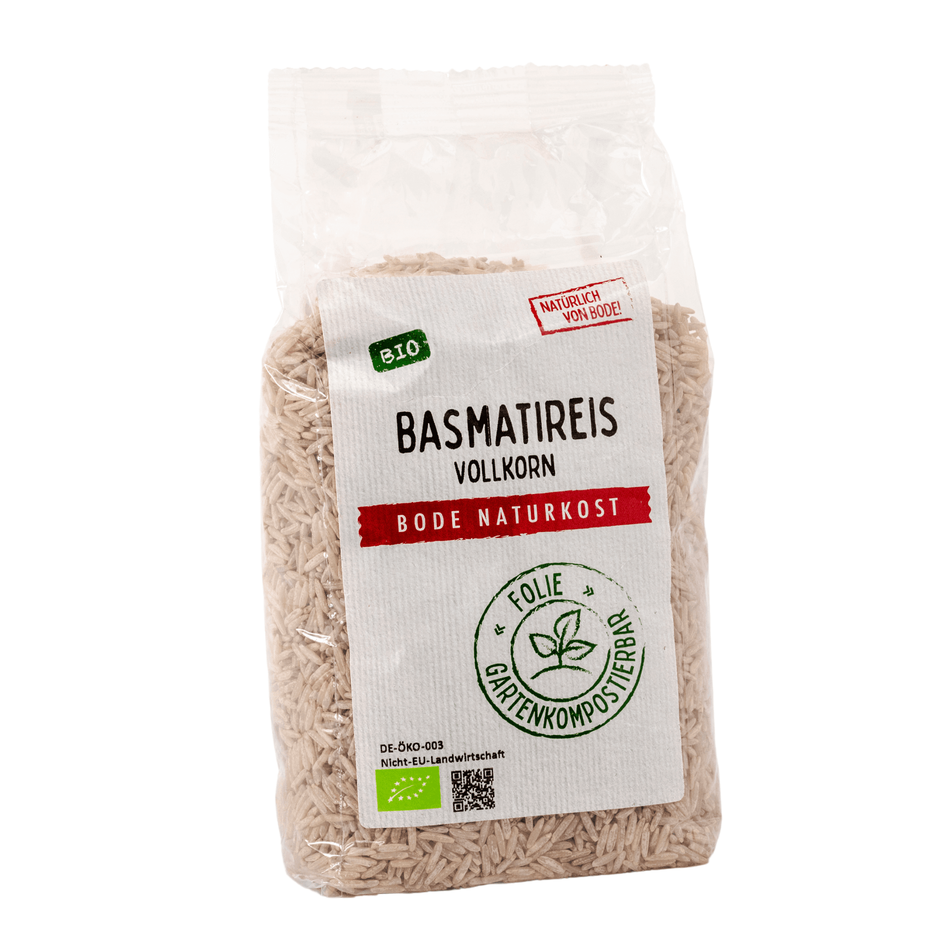 Basmatireis Vollkorn bio, gartenkompostierbarer Beutel 500g