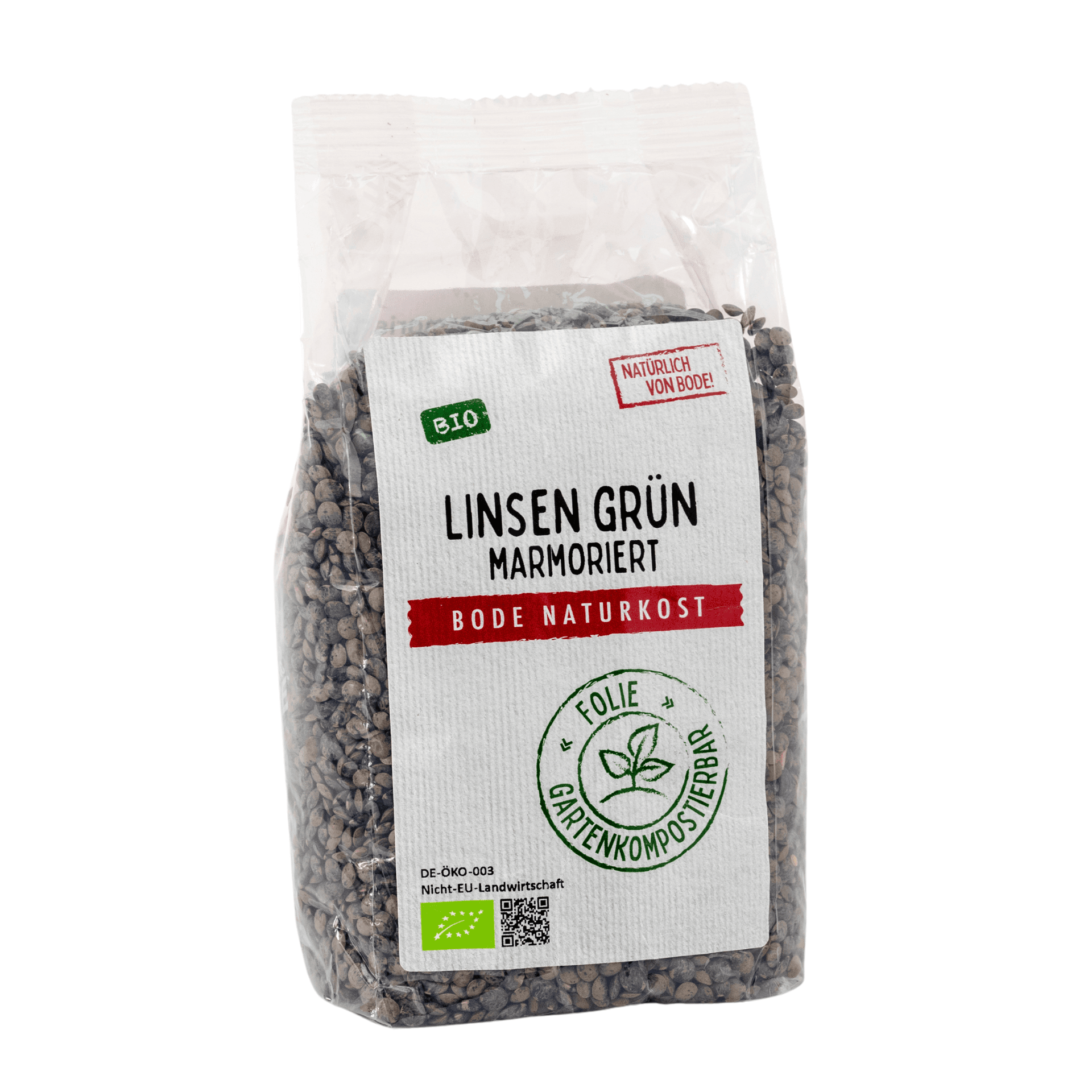 Linsen grün (marmoriert) bio, gartenkompostierbarer Beutel 6x500g